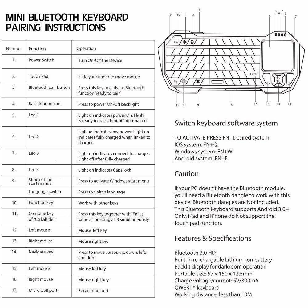 BT05 Mini Bluetooth Keyboard - Black BT05 Mini Bluetooth Keyboard - Black