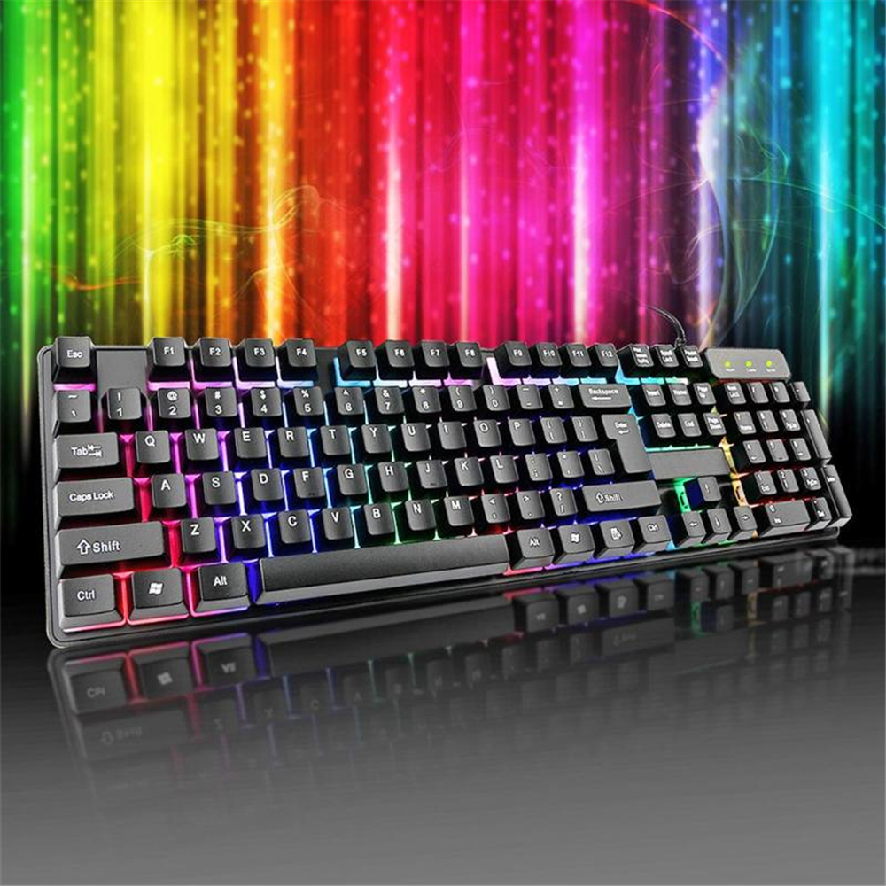 Mini USB Cable Glow Contracted Mute KR6300 Game Keyboard - Black Mini USB Cable Glow Contracted Mute KR6300 Game Keyboard - Black
