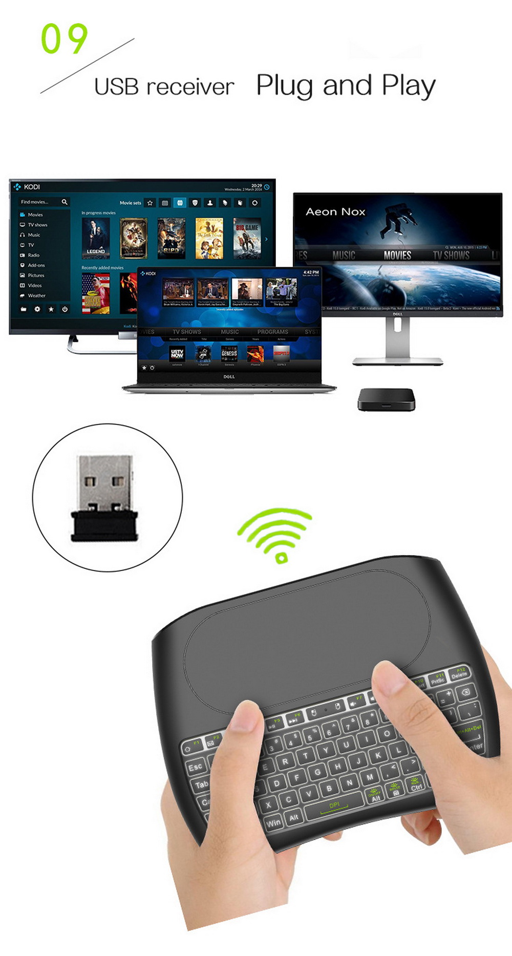 D8 Mini Keyboard Mouse Large Touchpad 2.4G Wireless Keyboard - Black D8 Mini Keyboard Mouse Large Touchpad 2.4G Wireless Keyboard - Black