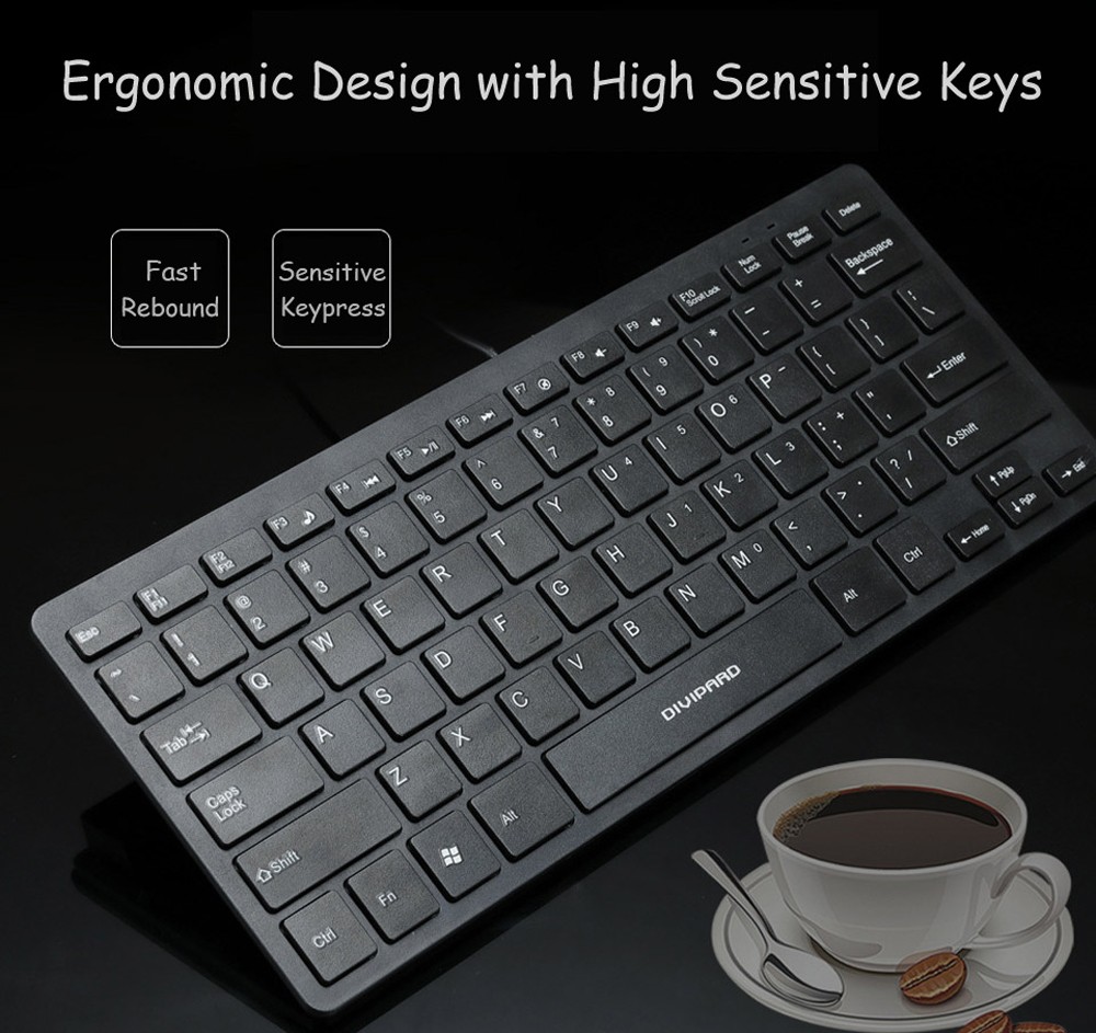 D510 10-inch Wired USB Ultra-thin Mute Mini Laptop Keyboard for Office Business - White