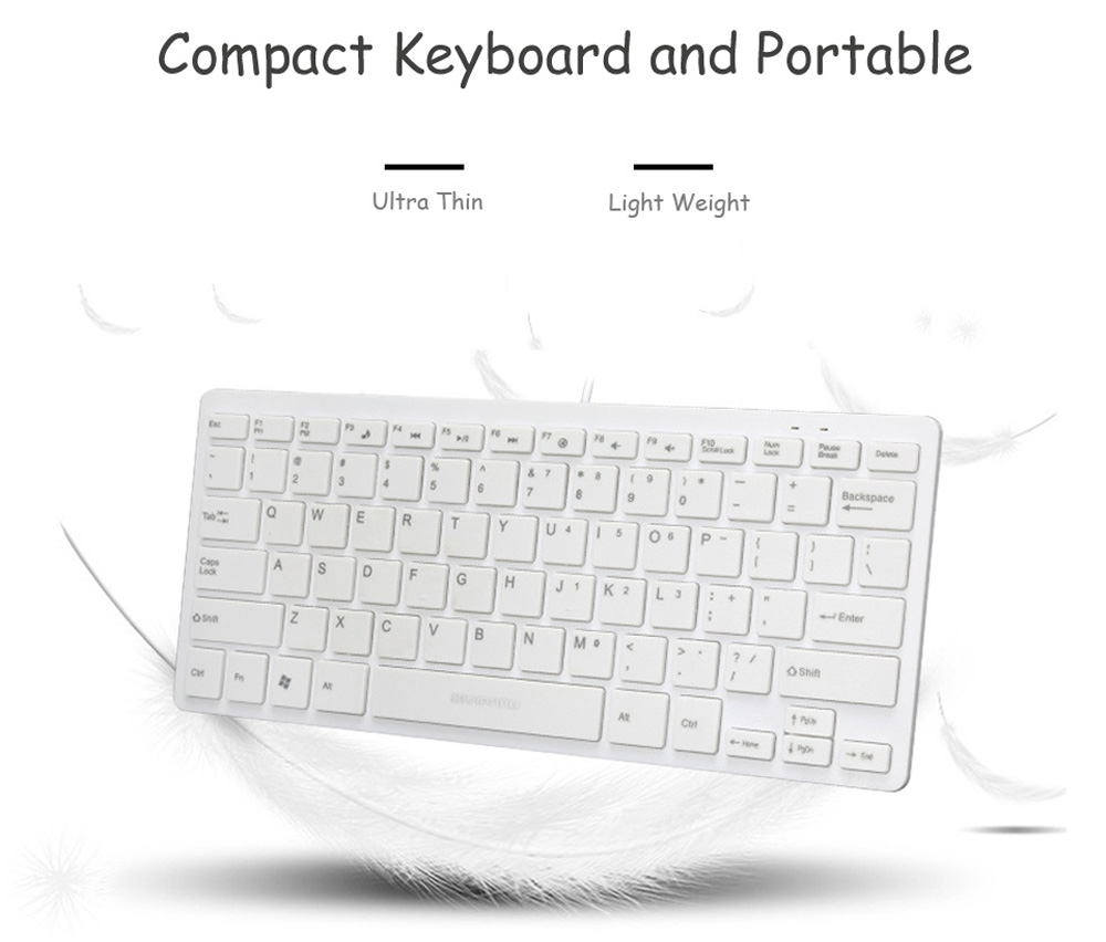D510 10-inch Wired USB Ultra-thin Mute Mini Laptop Keyboard for Office Business - White