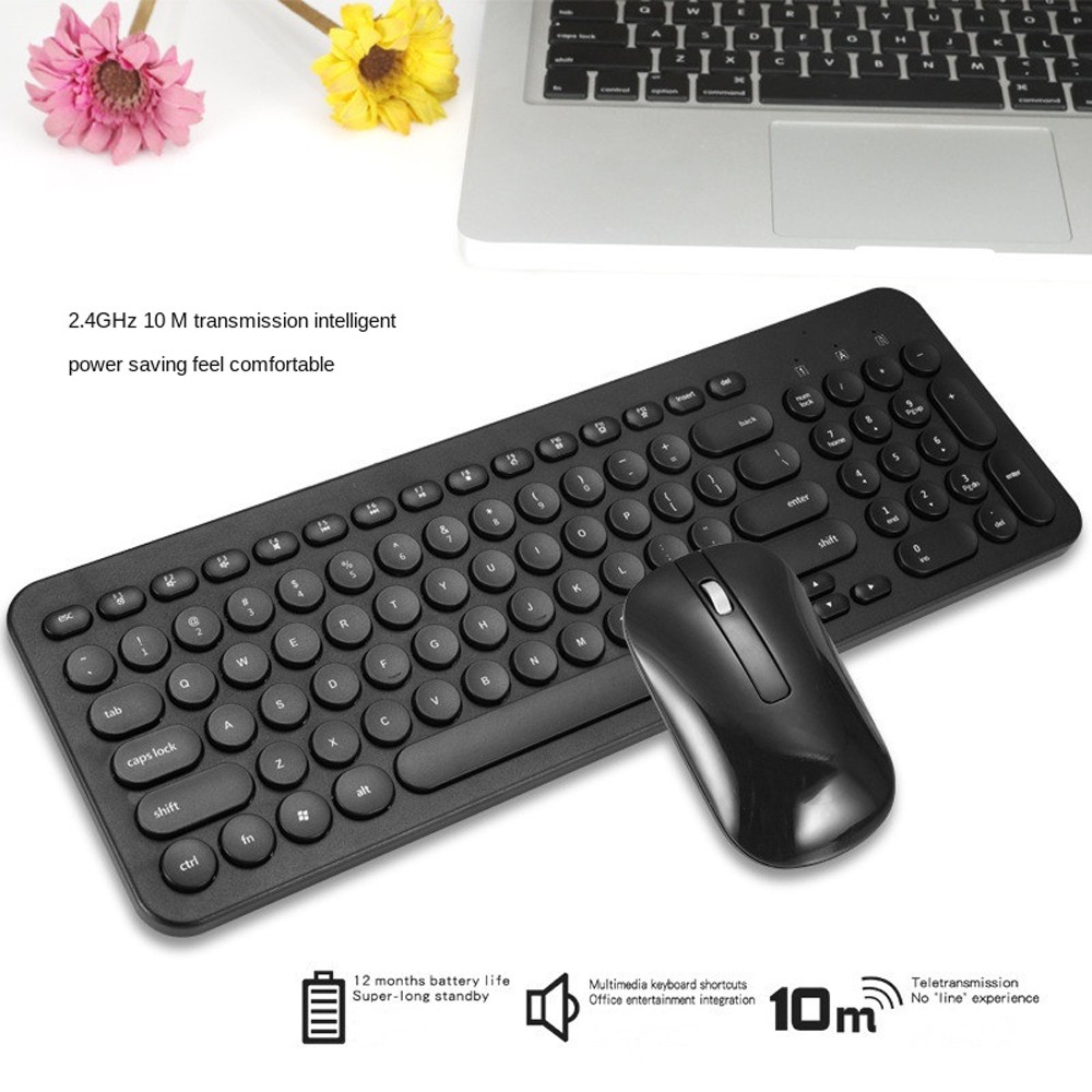 KM520 Slim Mute 2.4G Wireless Keyboard And Mouse Set Punk Style 96 Keys Keyboards for Desktop Laptop - Day Sky Blue