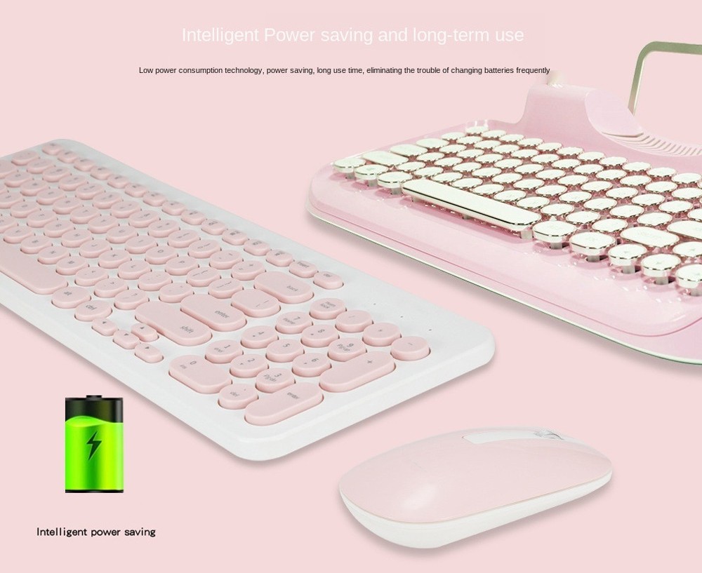 KM520 Slim Mute 2.4G Wireless Keyboard And Mouse Set Punk Style 96 Keys Keyboards for Desktop Laptop - Day Sky Blue