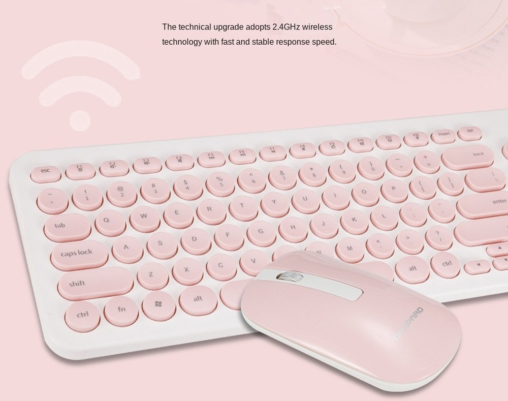 KM520 Slim Mute 2.4G Wireless Keyboard And Mouse Set Punk Style 96 Keys Keyboards for Desktop Laptop - Day Sky Blue