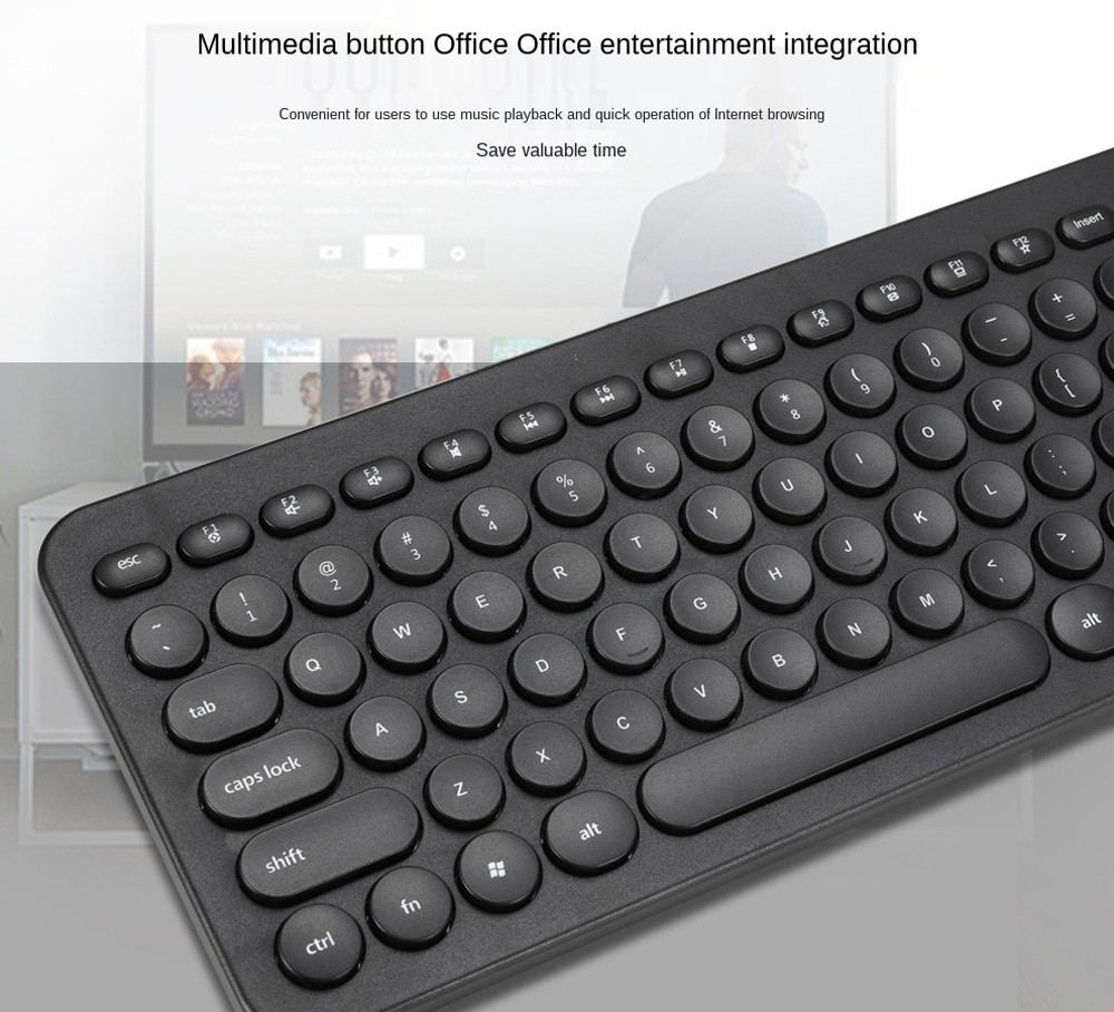 KM520 Slim Mute 2.4G Wireless Keyboard And Mouse Set Punk Style 96 Keys Keyboards for Desktop Laptop - Day Sky Blue