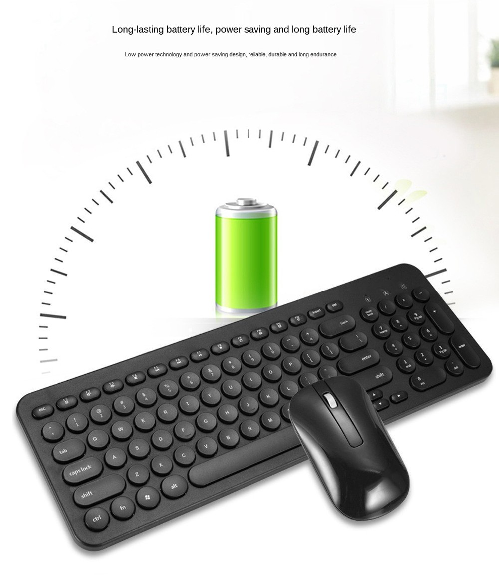 KM520 Slim Mute 2.4G Wireless Keyboard And Mouse Set Punk Style 96 Keys Keyboards for Desktop Laptop - Day Sky Blue