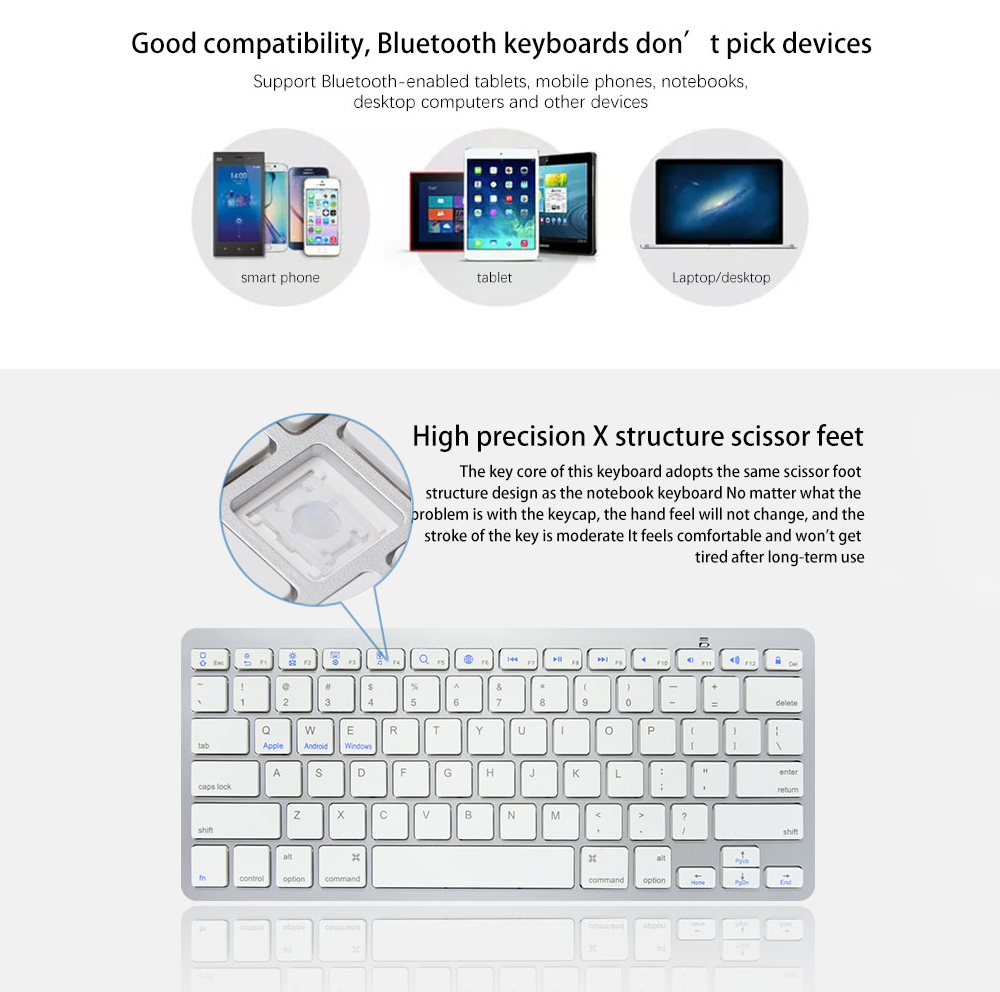 X5 Wireless Bluetooth Keyboard - Platinum