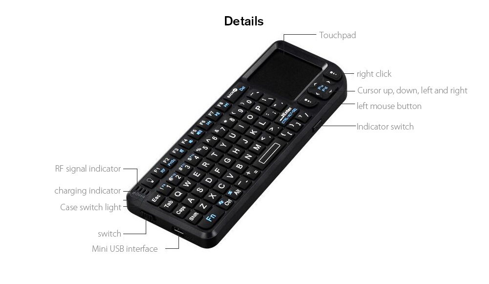 E221 2.4GHz Wireless Mini Keyboard Design