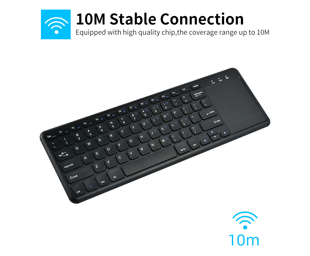 2.4G Wireless Keyboard with Touchpad Slim for Office Notebook - Black