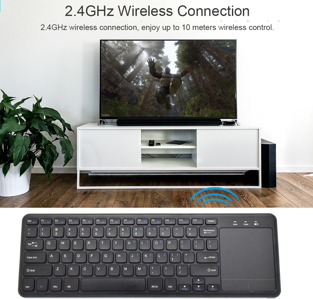 2.4G Wireless Keyboard with Touchpad Slim for Office Notebook - Black
