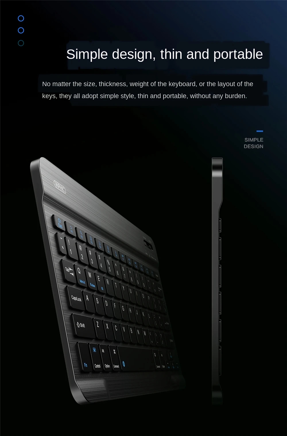 Inphic V750B Wireless Bluetooth Keyboard Chargeable Ultra-thin Waterproof Notebook Mobile Phone Universal Mini Rechargeable Keyboard for iPad Mobile Phone Tablet Android iOS Windows - Black