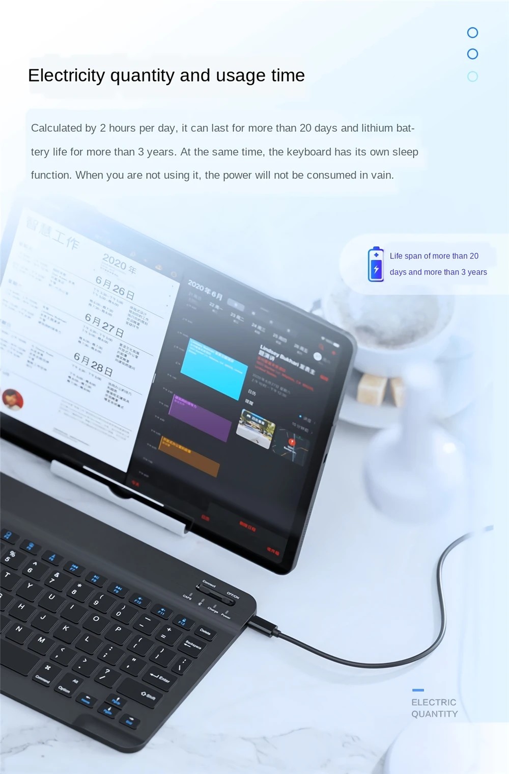 Inphic V750B Wireless Bluetooth Keyboard Chargeable Ultra-thin Waterproof Notebook Mobile Phone Universal Mini Rechargeable Keyboard for iPad Mobile Phone Tablet Android iOS Windows - Black