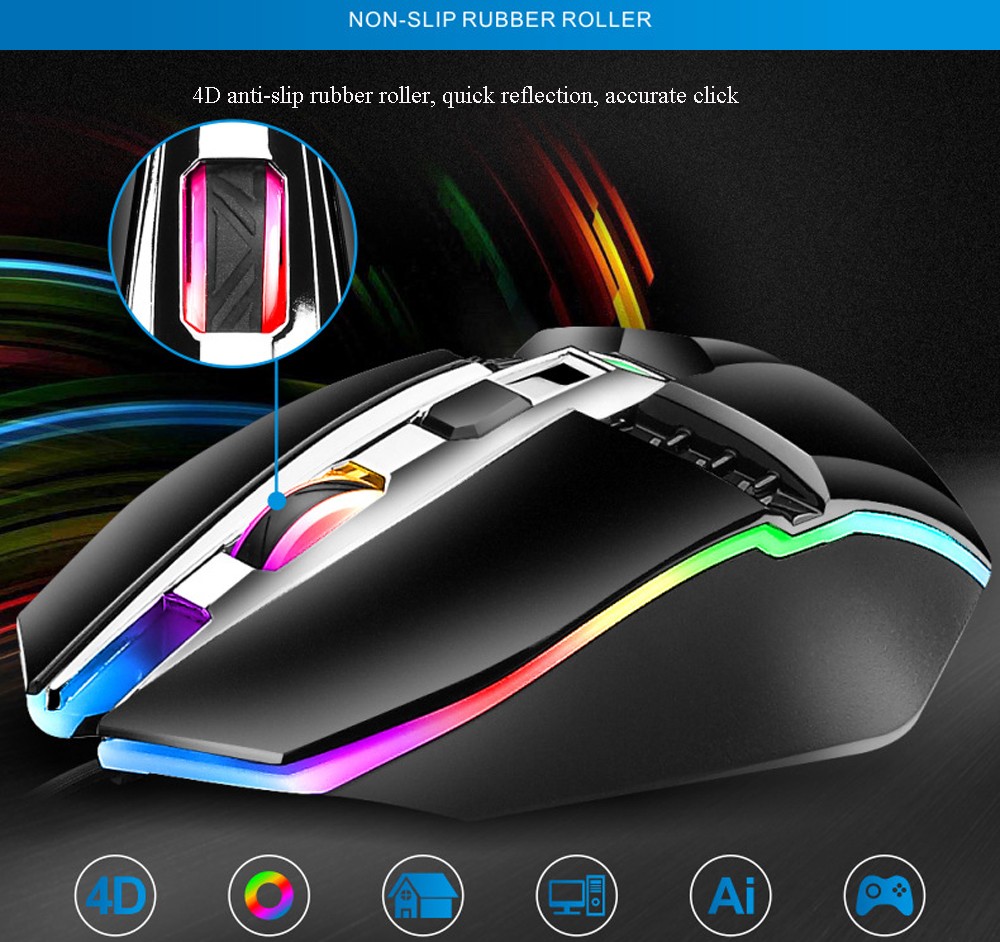 W20 Wired Game Keyboard And Mouse Metal Set - White