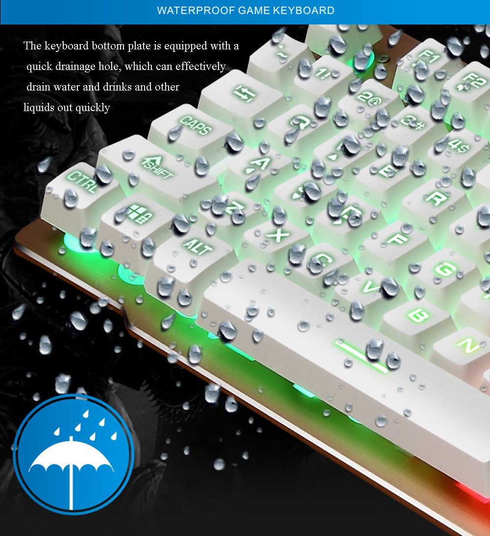 W20 Wired Game Keyboard And Mouse Metal Set - White