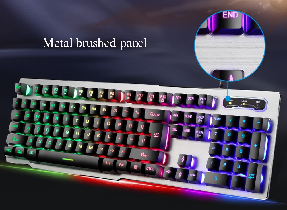 W20 Wired Game Keyboard And Mouse Metal Set - White