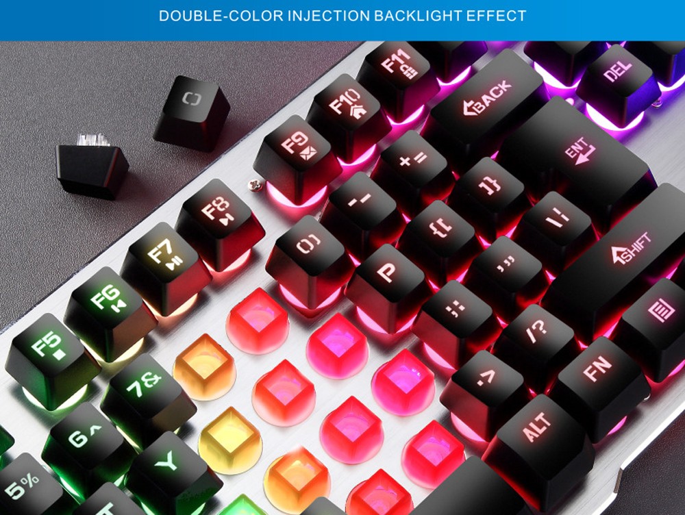 W20 Wired Game Keyboard And Mouse Metal Set - White