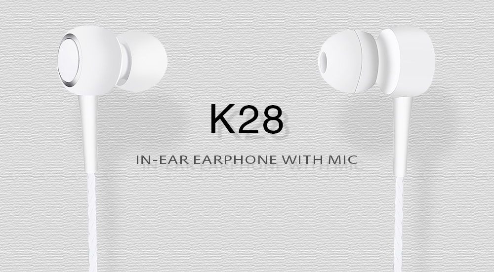 K28 In-ear Earphone with Microphone Earbuds for iPhone and Samsung Smartphones- Black