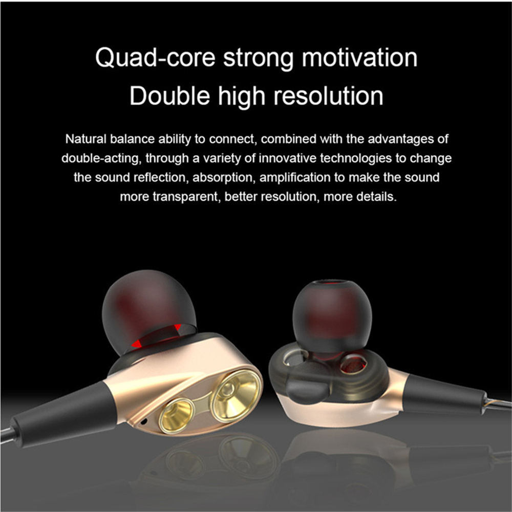 In-Ear Double-Acting Ring Running Game Music Headphone- Black