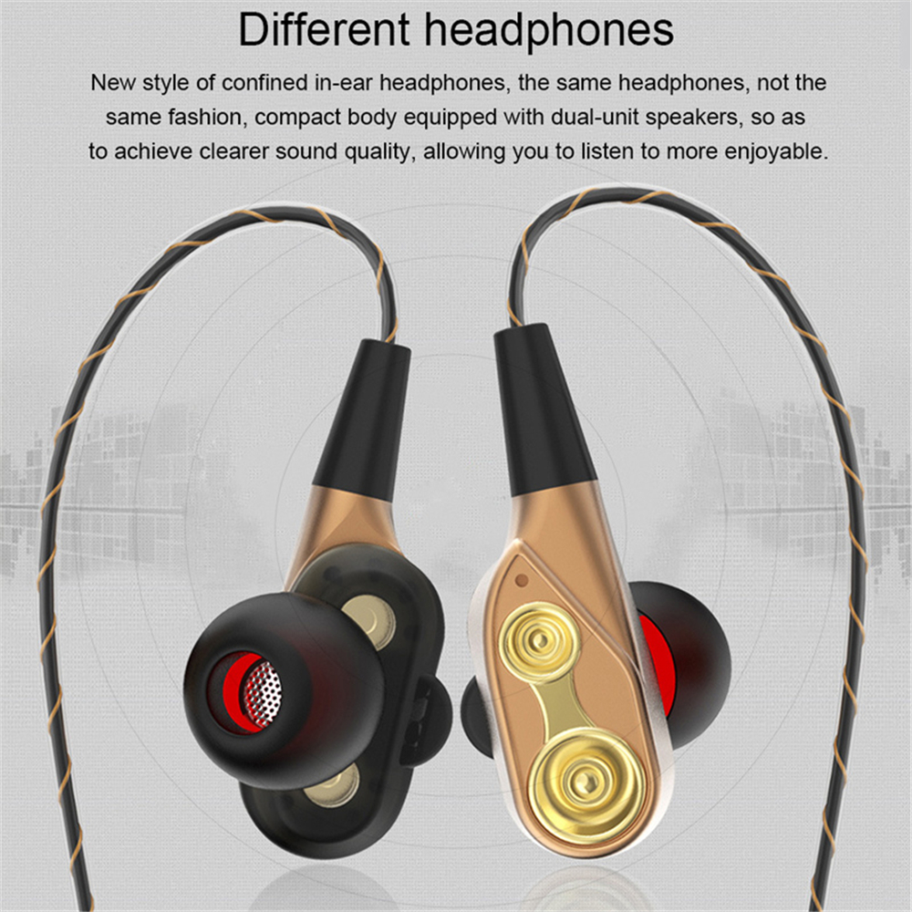 In-Ear Double-Acting Ring Running Game Music Headphone- Black