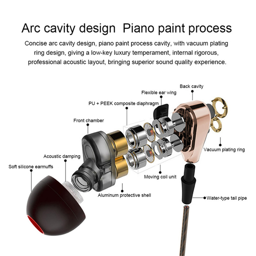 In-Ear Double-Acting Ring Running Game Music Headphone- Black